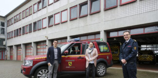 Zu Besuch beim Chef der Feuerwehr: Michelle Müntefering und Alexander Vogt treffen Marco Diesing